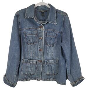 Vintage 90s Venezia Medium Wash 100% Cotton Denim Jacket, Size 14 / 16, EUC